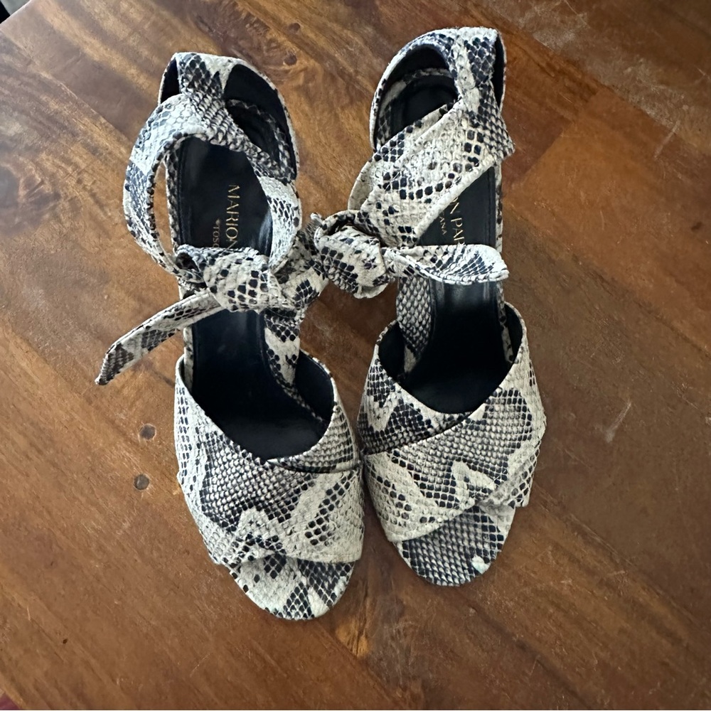 Marion Parke Bella Python Snake-Print Ankle Tie H… - image 2